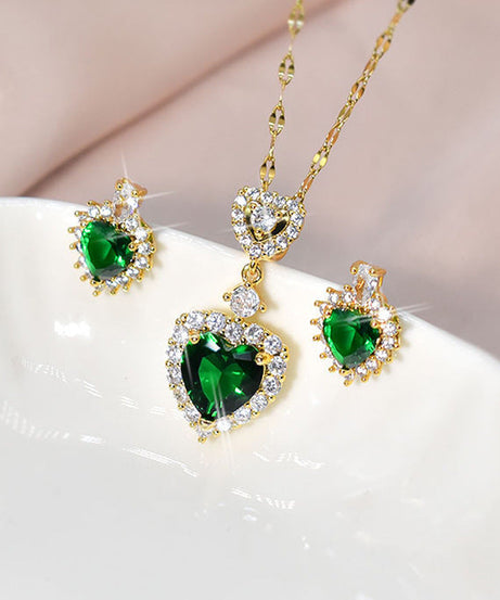 Green Zircon Heart Set
