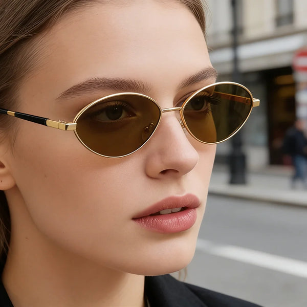 Retro Punk Small Frame Sunglasses For Women Men Fashion Luxury Narrow Oval Sun Glasses Trendy Streetwear Hip Hop Eyewear UV400