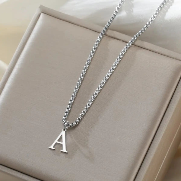 Cazador A-Z Initial Letter Box Chain Necklace for Men Stainless Steel Alphabet Pendant Punk Jewelry Valentine's Day Gift 2026
