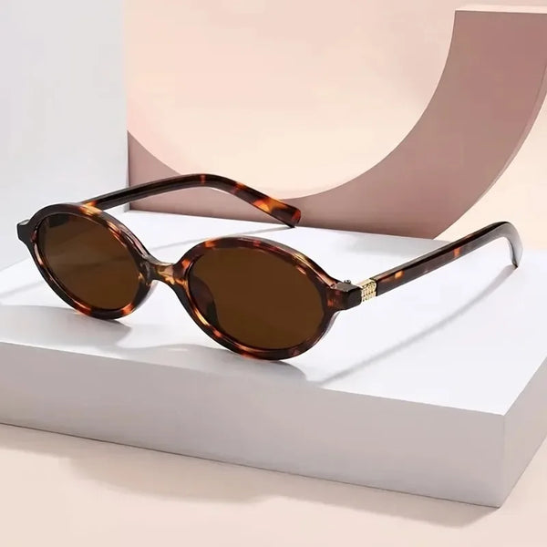 Y2K Style Oval Women'S Glasses Small Frame Fashionable Vintage with Decorate Function for Women Men Eyewear UV400 Sunglasses