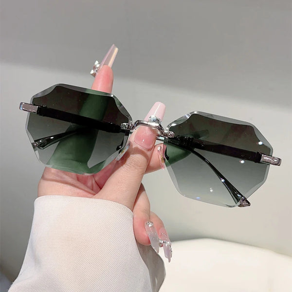 KAMMPT Rimless Polygon Sunglasses Men 2025 Fashion Vintage Casual Shades Women Ins Trendy Luxury Brand Design Decor Sun Glasses