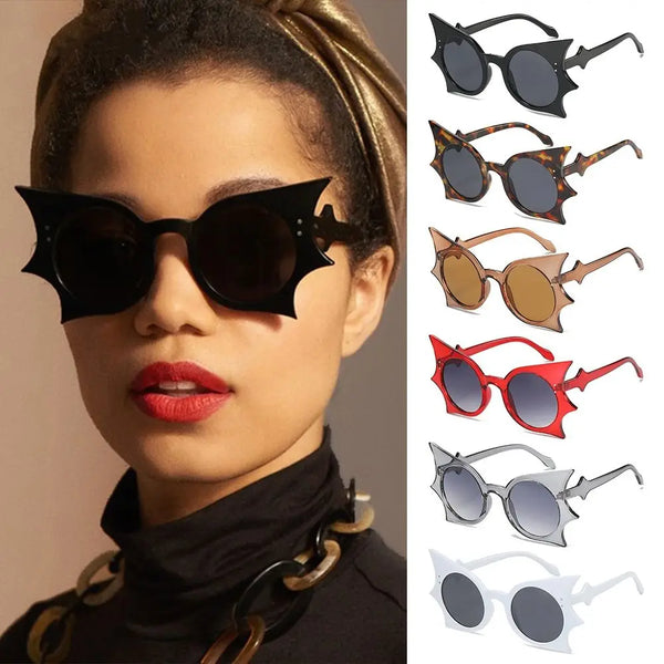 Halloween Glasses Unique Bat Shaped Sunglasses for Women Trendy Rimless Bat Goth Glasses Funny Glasses Novelty Colorful Eyewear