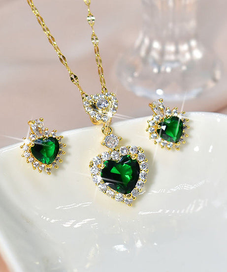 Green Zircon Heart Set